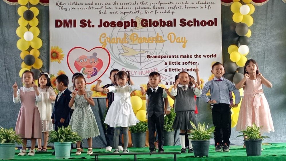Tiny tots performing a dance on the occasion of Grandparents Day at DMI St Joseph Global School in Chümoukedima on November 4.